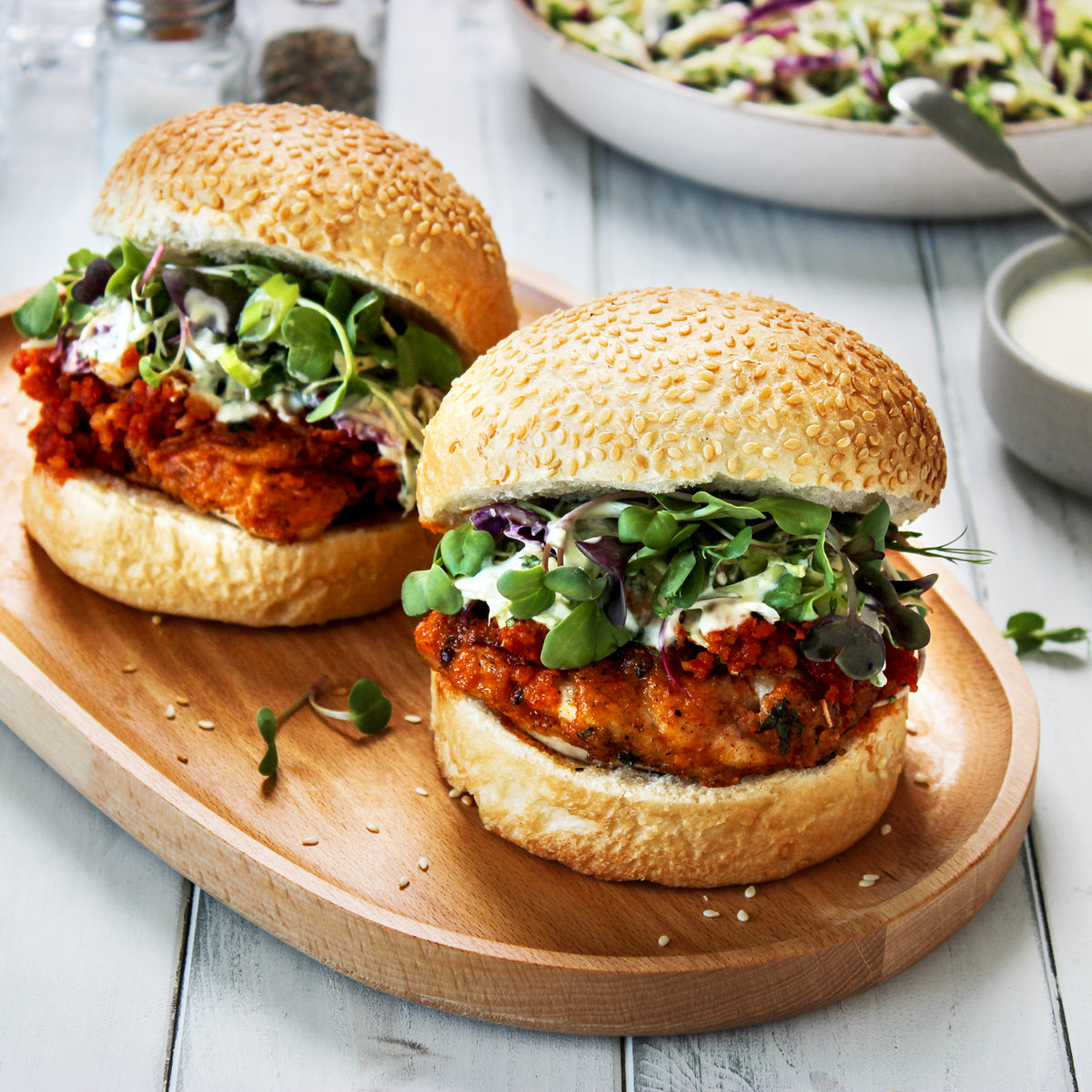 Crispy Chicken Burgers with Easy Coleslaw