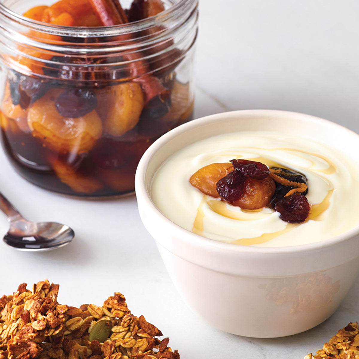 Dried Fruit Compote with Breakfast Biscuits