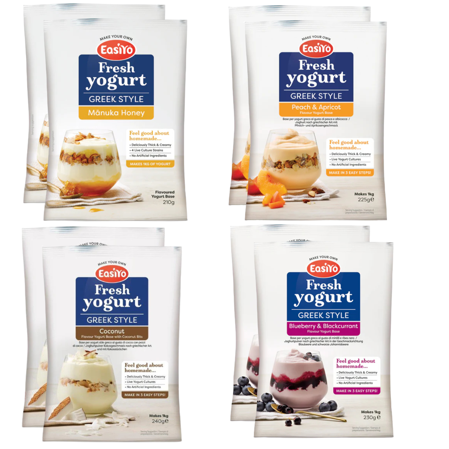 EasiYo Yogurt 8 Sachet Pack | Mixed Greek Style Flavours