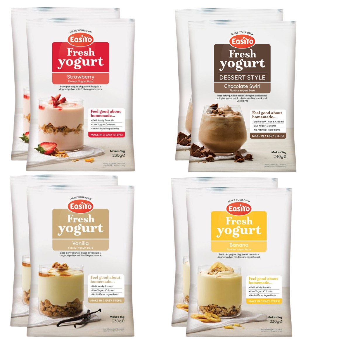 EasiYo Yogurt 8 Sachet Pack | Mixed Flavours